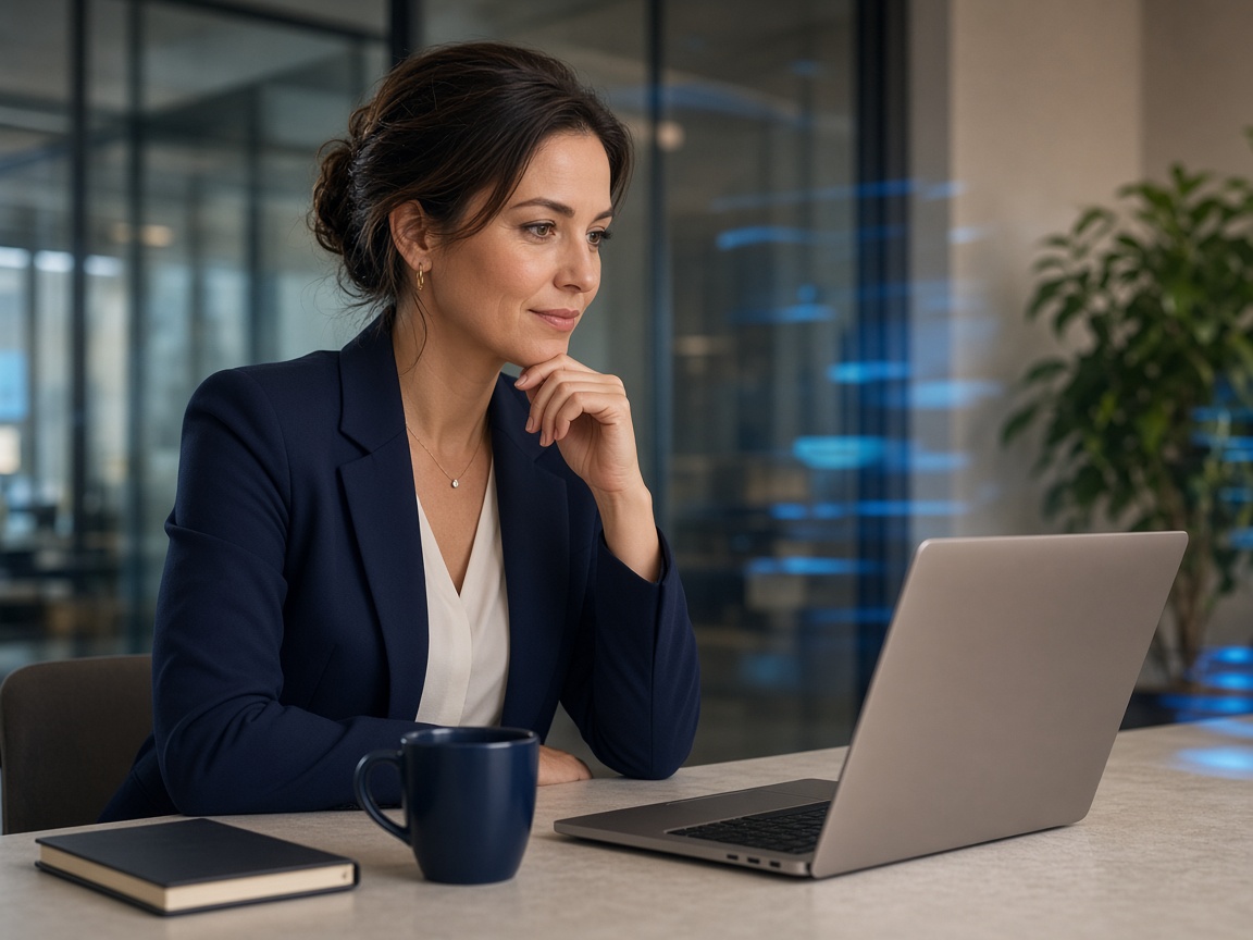 Professional using a digital coaching product at work